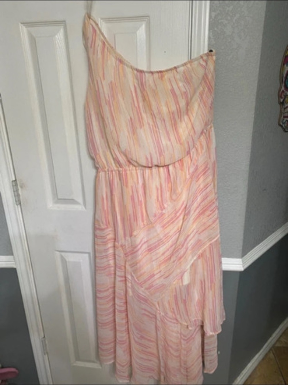 Cato One-Shoulder Pastel Pink Ruffle Maxi Dress Sz 16/18 - Picture 2 of 5